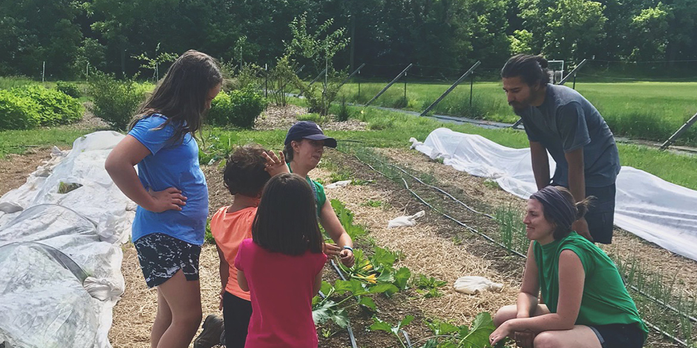 Emily Haas on a farm